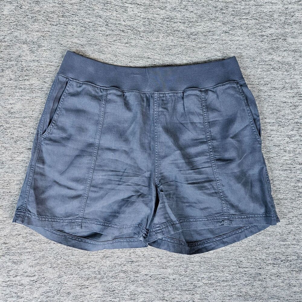 Faherty Size S Arlie Day Linen Organic Blend Cotton Shorts Blue Lightweight Boho